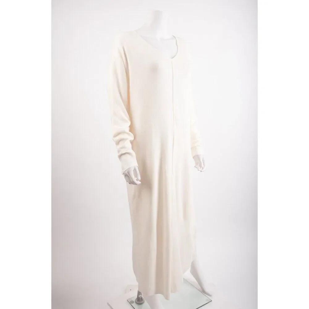 Zara Women Midi Knit Dress Size S Ecru Ivory Front seam long sleeve 5536/042 NWT